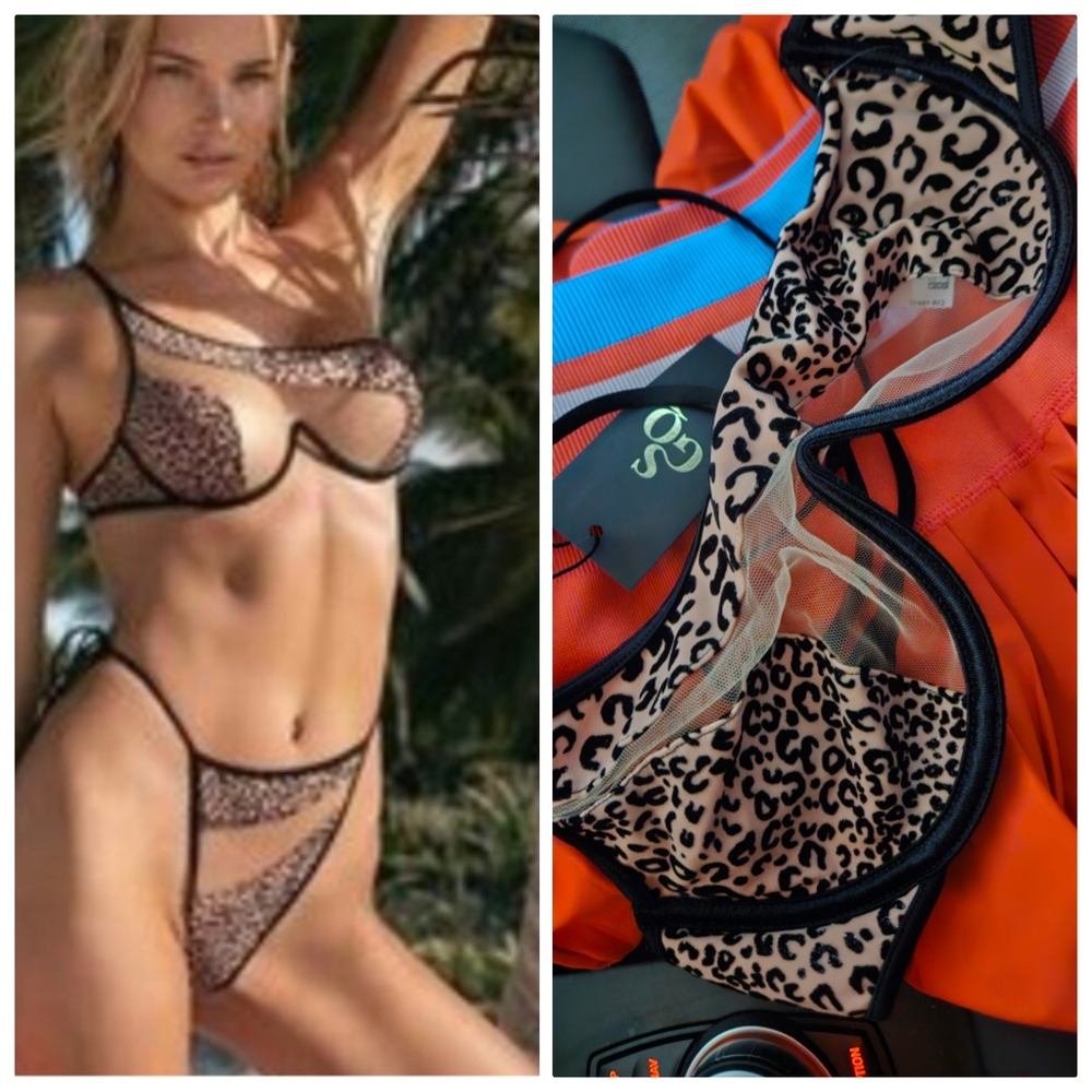 Nwt God Save Queens Rare Leopard Sheer Gigi Bikini top (Day to Night) M/L